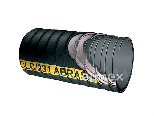 Tlakonasávacia hadica pre sypké látky CLC, 50/60mm, 1bar/-0,4bar, NR/NR-SBR, -30°C/+60°C, čierna/žltý prúžok